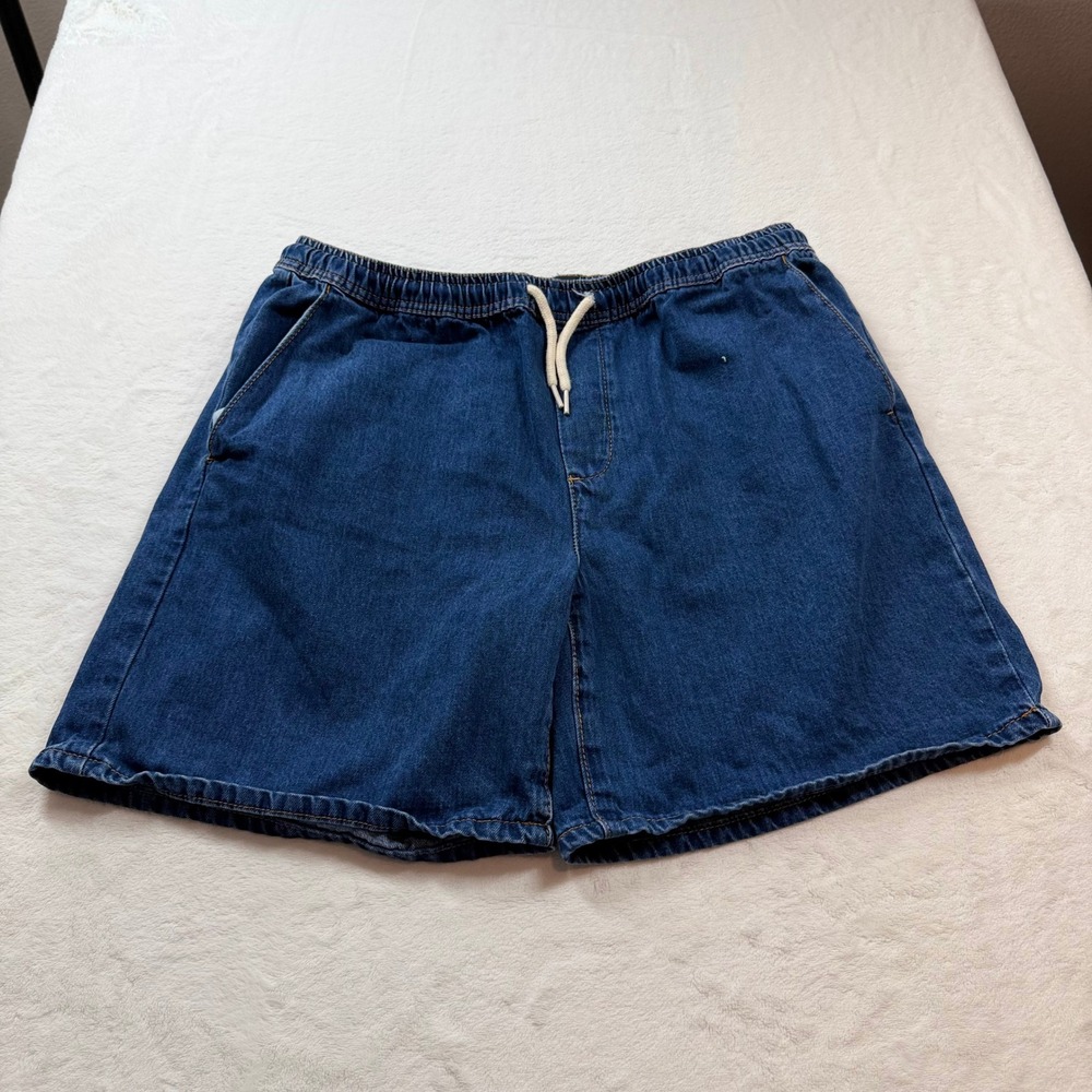 RSQ Pull On Denim Shorts Mens XL Blue Good Elastic Waist Drawstring 425489